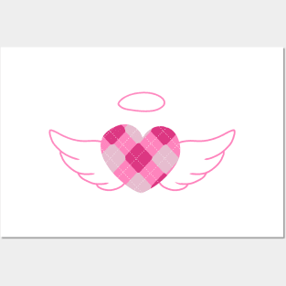 Pink Argyle angel heart (y2k preppy plazacore) Posters and Art